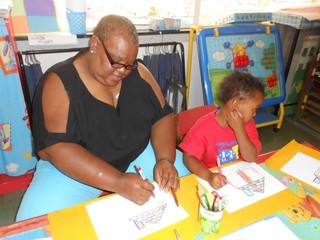 Mom Cynthia and Inam are enjoying drawing!